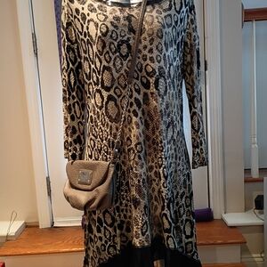 Cupio Leopard Print Midi Dress with Black Accents